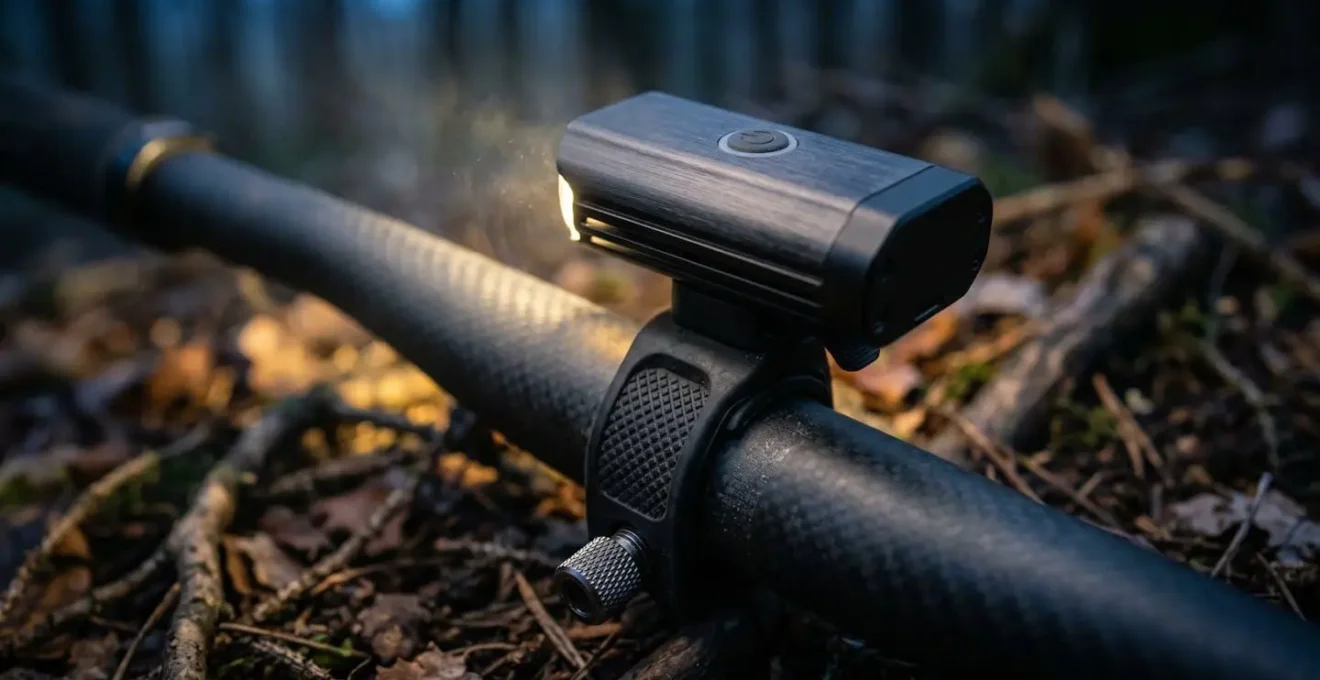Mountainbike-Beleuchtungssystem mit Helmlampe für Nachtfahrten im Gelände