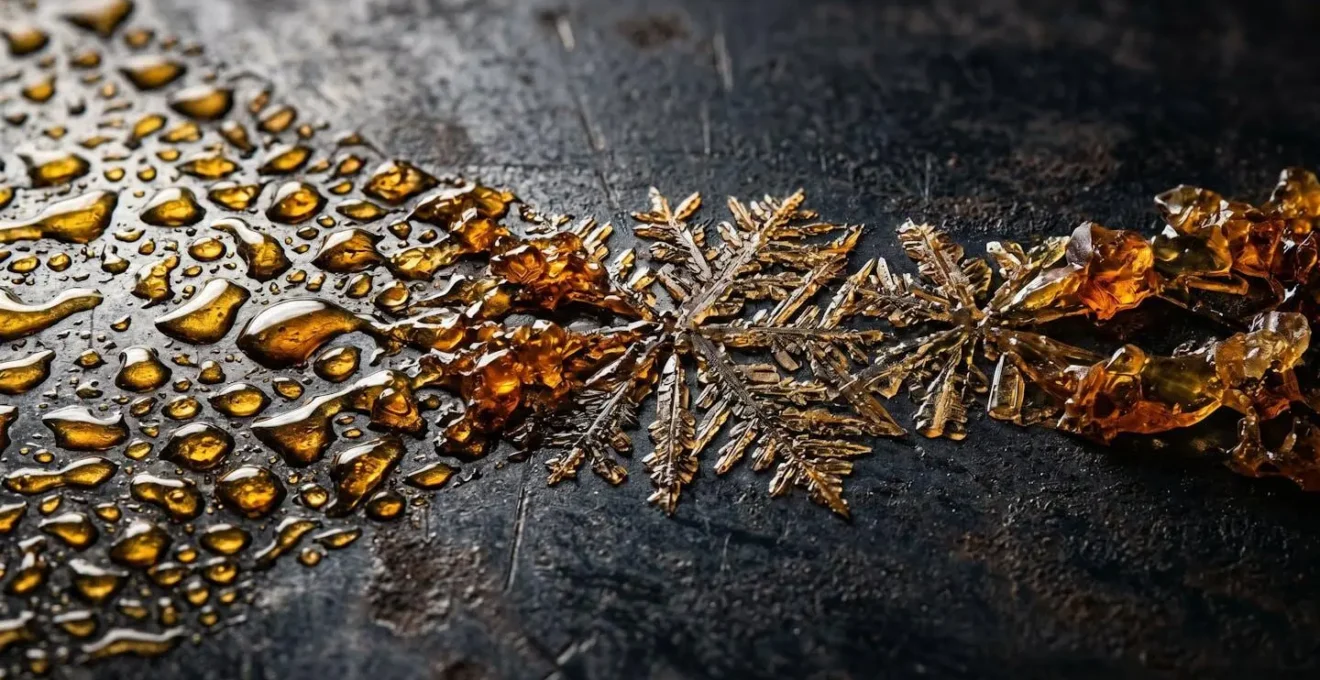Symbolische Darstellung der chemischen Oxidation und Polymerisation von ungesättigten Fettsäuren in Pflanzenölen